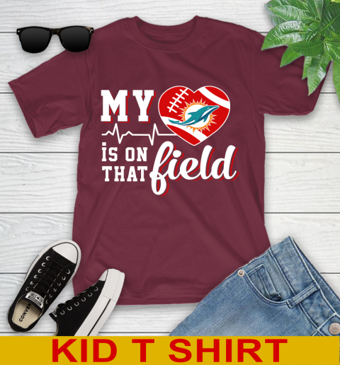 NFL My Heart Is On That Field Football Sports Miami Dolphins Youth T-Shirt 5