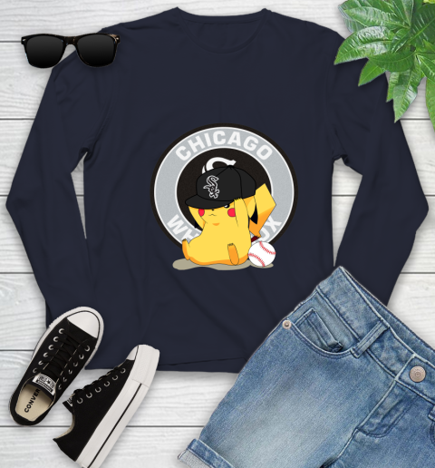 MLB Pikachu Baseball Sports Chicago White Sox Youth Long Sleeve 3