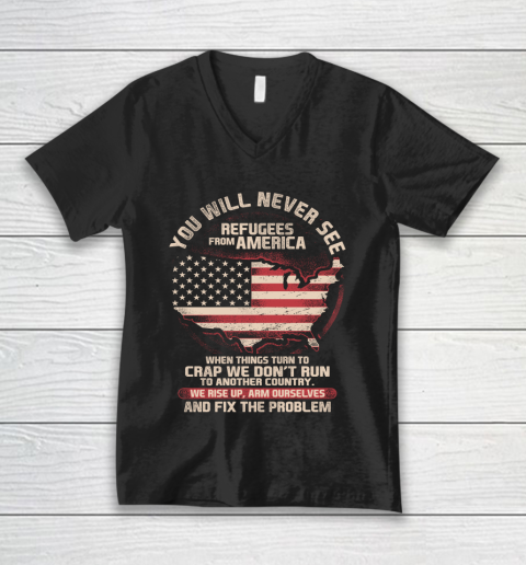 Veteran Shirt Patriot Refugees From America V-Neck T-Shirt