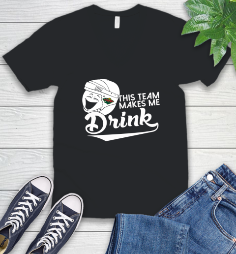 Minnesota Wild NHL Hockey This Team Makes Me Drink Adoring Fan V-Neck T-Shirt