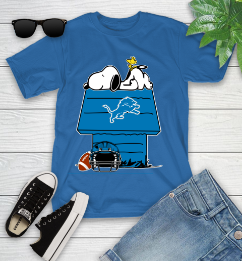 Detroit Lions NFL Football Snoopy Woodstock The Peanuts Movie Youth T-Shirt 9