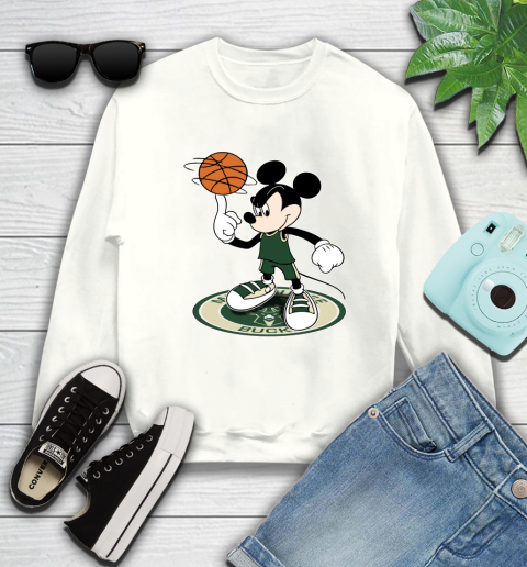 NBA Basketball Milwaukee Bucks Cheerful Mickey Disney Shirt Sweatshirt 2