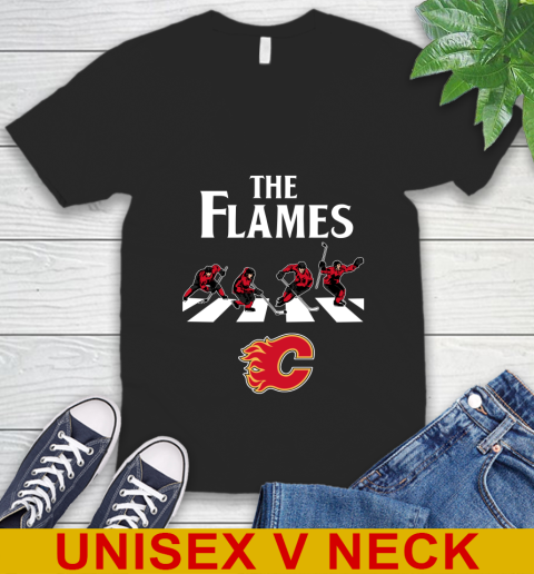 NHL Hockey Calgary Flames The Beatles Rock Band Shirt V-Neck T-Shirt