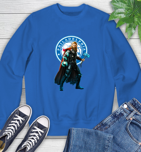 NBA Thor Avengers Endgame Basketball Philadelphia 76ers Sweatshirt 8