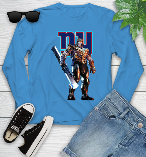 NFL Thanos Gauntlet Avengers Endgame Football New York Giants Youth Long Sleeve 7