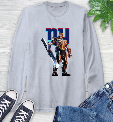 NFL Thanos Gauntlet Avengers Endgame Football New York Giants Long Sleeve T-Shirt 6