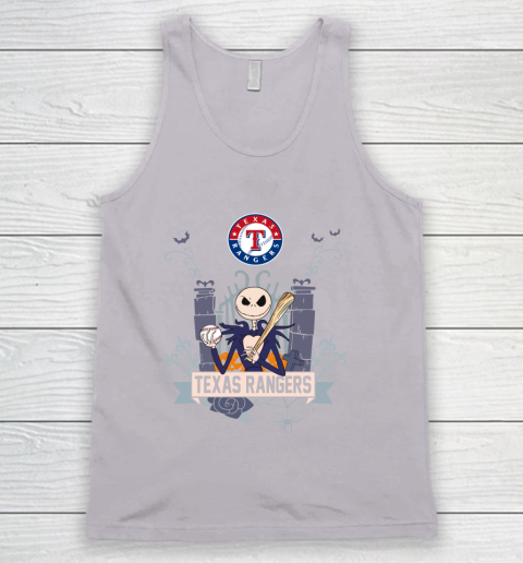 MLB Texas Rangers Baseball Jack Skellington Halloween Tank Top 3