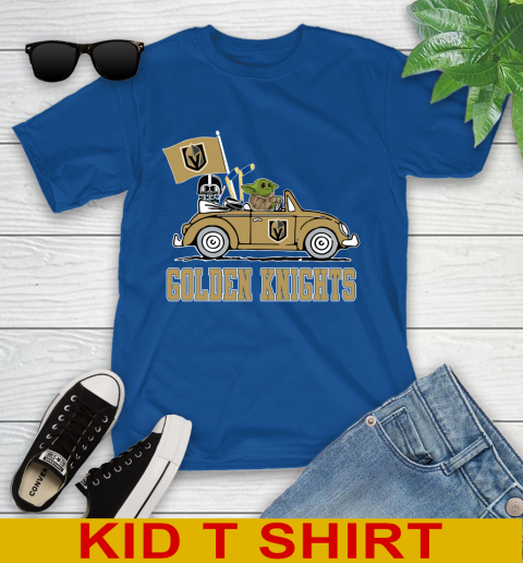 NHL Hockey Vegas Golden Knights Darth Vader Baby Yoda Driving Star Wars Shirt Youth T-Shirt 9