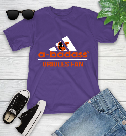 MLB A Badass Baltimore Orioles Fan Adidas Baseball Sports Youth T-Shirt 3