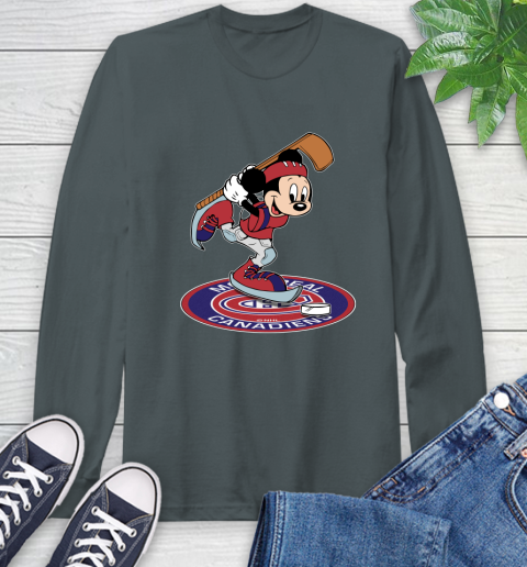 NHL Hockey Montreal Canadiens Cheerful Mickey Disney Shirt Long Sleeve T-Shirt 7