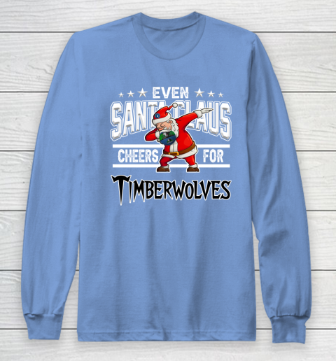 Minnesota Timberwolves Even Santa Claus Cheers For Christmas NBA Long Sleeve T-Shirt 8
