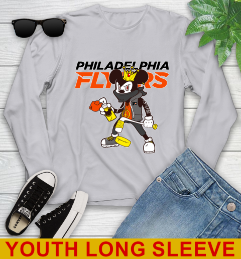Philadelphia Flyers NHL Hockey Mickey Peace Sign Sports Youth Long Sleeve 6
