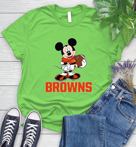 NFL Football Cleveland Browns Cheerful Mickey Mouse Shirt Women's T-Shirt 10