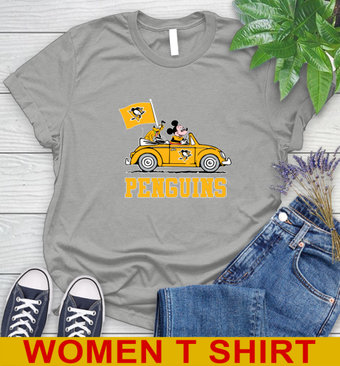 NHL Hockey Pittsburgh Penguins Pluto Mickey Driving Disney Shirt Women's T-Shirt 11