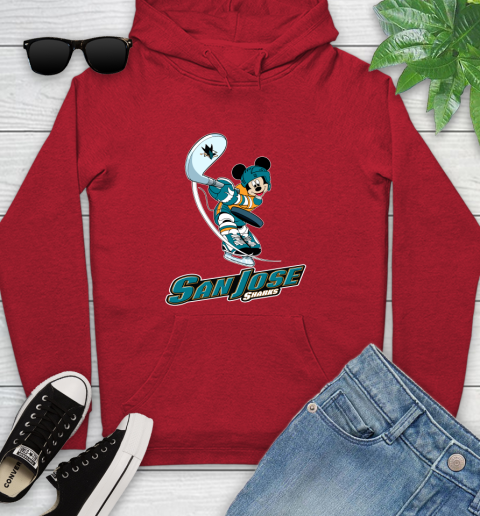 NHL Hockey San Jose Sharks Cheerful Mickey Mouse Shirt Youth Hoodie 10