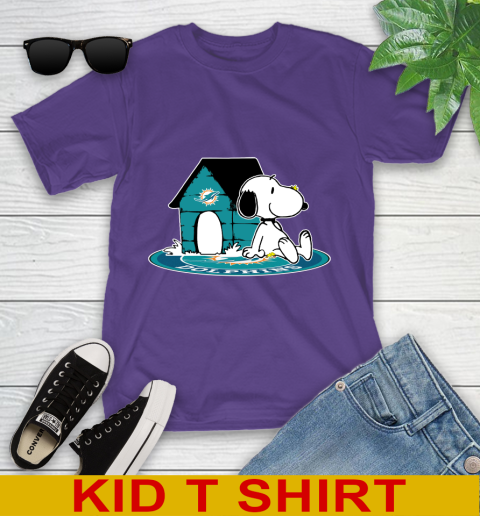 NFL Football Miami Dolphins Snoopy The Peanuts Movie Shirt Youth T-Shirt 4