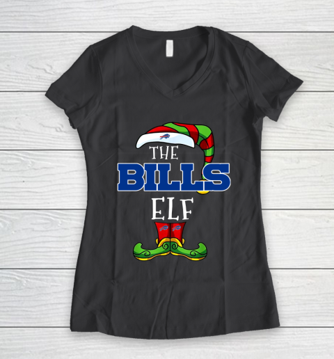 Buffalo Bills Christmas ELF Funny NFL Women's V-Neck T-Shirt 6