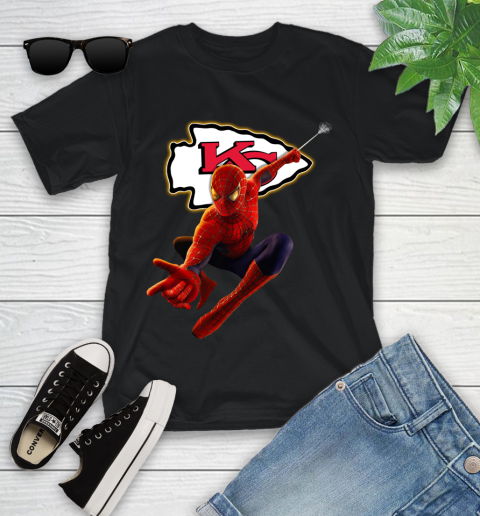 NFL Spider Man Avengers Endgame Football Kansas City Chiefs Youth T-Shirt 2