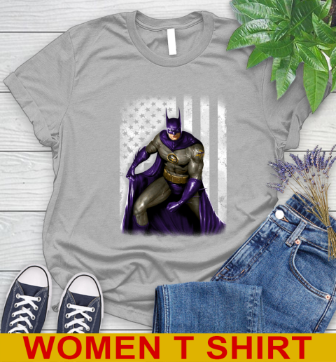 Minnesota Vikings NFL Football Batman DC American Flag Shirt Women's T-Shirt 5