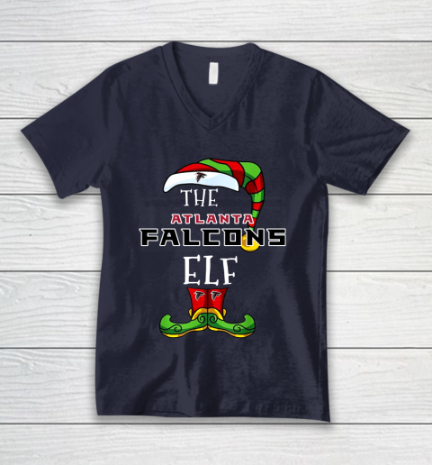 Atlanta Falcons Christmas ELF Funny NFL V-Neck T-Shirt 2