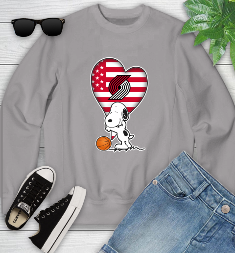 Portland Trail Blazers NBA Basketball The Peanuts Movie Adorable Snoopy Youth Sweatshirt 4