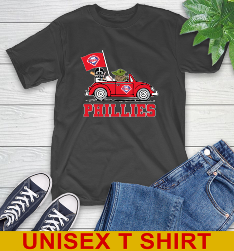 MLB Baseball Philadelphia Phillies Darth Vader Baby Yoda Driving Star Wars Shirt T-Shirt 2