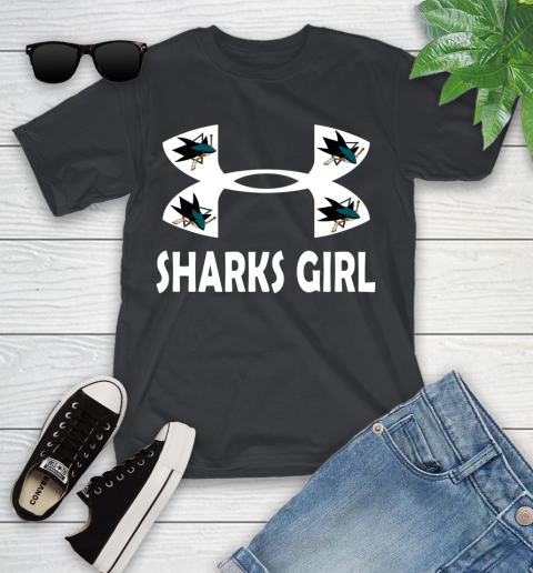 NHL San Jose Sharks Girl Under Armour Hockey Sports Youth T-Shirt