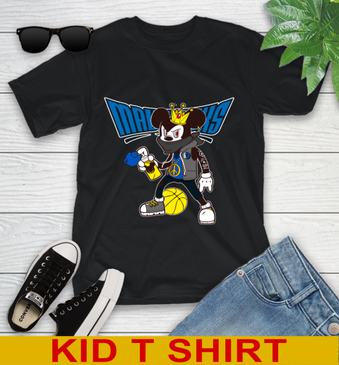 Dallas Mavericks NBA Basketball Mickey Peace Sign Sports Youth T-Shirt 2