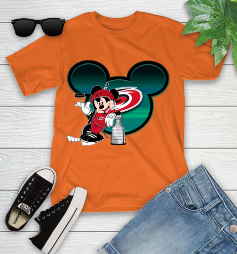 NHL Carolina Hurricanes Stanley Cup Mickey Mouse Disney Hockey T Shirt Youth T-Shirt 7