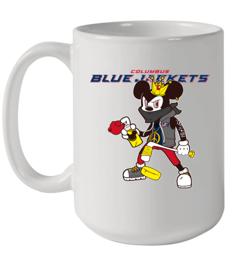 Columbus Blue Jackets NHL Hockey Mickey Peace Sign Sports Ceramic Mug 15oz