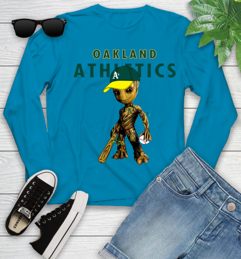 MLB Oakland Athletics Groot Guardians Of The Galaxy Baseball Youth Long Sleeve 7