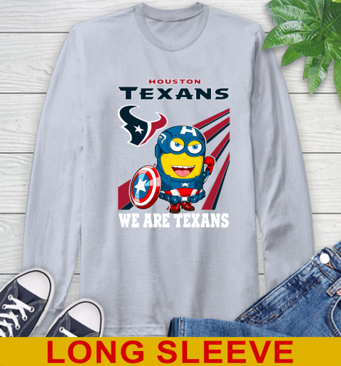 NFL Football Houston Texans Captain America Marvel Avengers Minion Shirt Long Sleeve T-Shirt 6