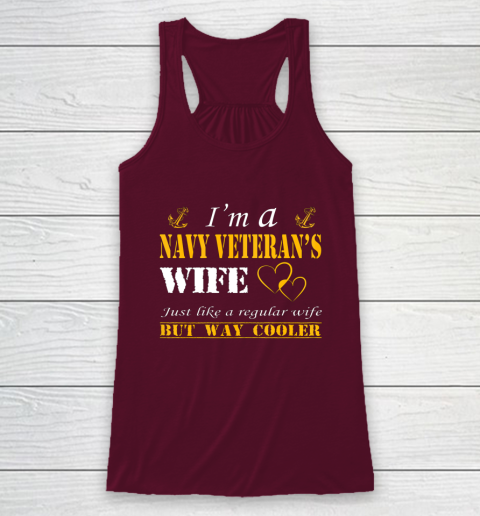 Womens I am a Navy veterans wife t shirt Navy veteran Racerback Tank 2
