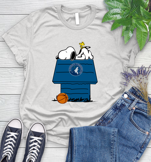Minnesota Timberwolves NBA Basketball Snoopy Woodstock The Peanuts Movie Women's T-Shirt