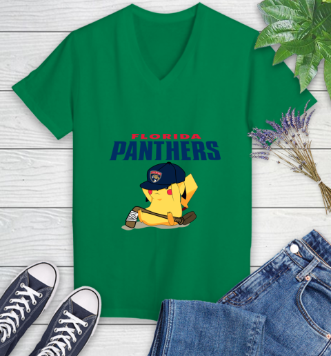 NHL Pikachu Hockey Sports Florida Panthers Women's V-Neck T-Shirt 5