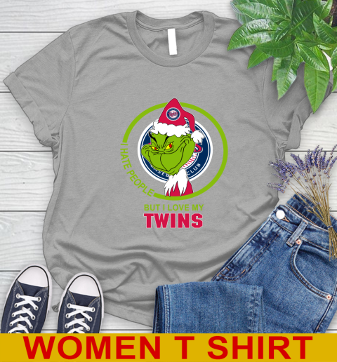 Minnesota Twins MLB Christmas Grinch I Hate People But I Love My Favorite Baseball Team Women's T-Shirt 11