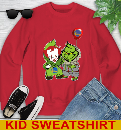 Golden State Warriors Baby Pennywise Grinch Christmas NBA Basketball Youth Sweatshirt 8
