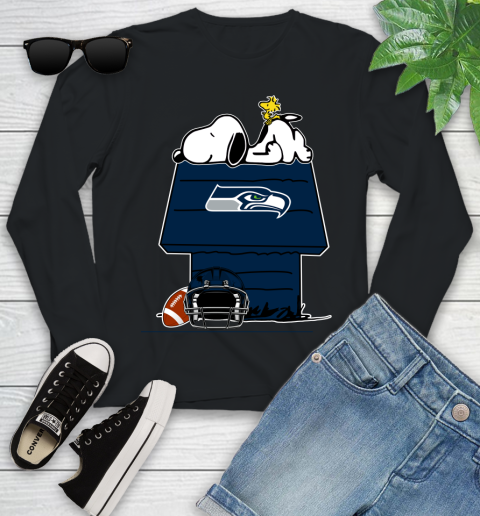 Seattle Seahawks NFL Football Snoopy Woodstock The Peanuts Movie Youth Long Sleeve 2
