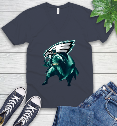 NFL Batman Football Sports Philadelphia Eagles V-Neck T-Shirt 9