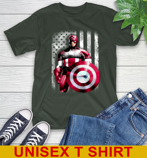 New England Patriots NFL Football Captain America Marvel Avengers American Flag Shirt T-Shirt 6
