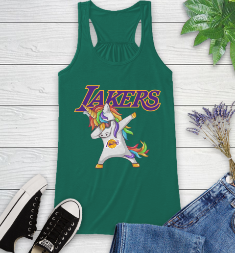 Los Angeles Lakers NBA Basketball Funny Unicorn Dabbing Sports Racerback Tank 7