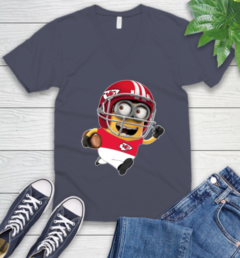 NFL Kansas City Chiefs Minions Disney Football Sports V-Neck T-Shirt 9