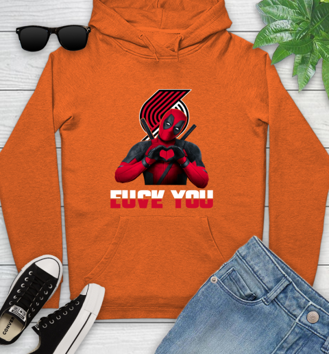 NBA Portland Trail Blazers Deadpool Love You Fuck You Basketball Sports Youth Hoodie 4
