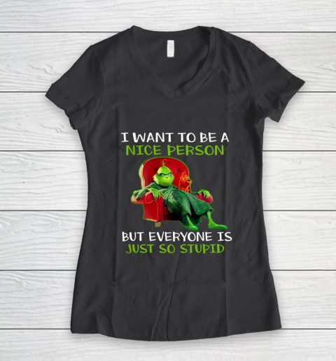 Tee Christmas Grinch Xmas funny quotes Women's V-Neck T-Shirt 6