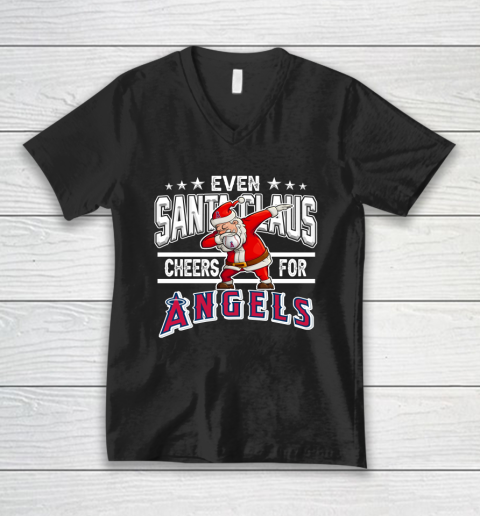 Los Angeles Angels Even Santa Claus Cheers For Christmas MLB V-Neck T-Shirt