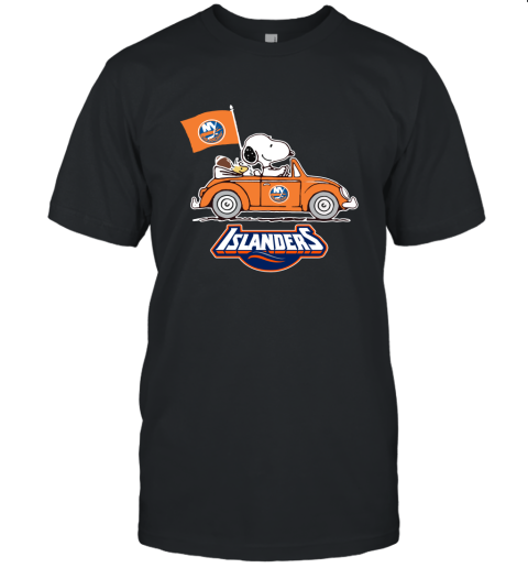 Snoopy And Woodstock Ride The New York Islander Car NHL Unisex Jersey Tee