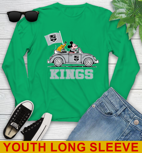 NHL Hockey Los Angeles Kings Pluto Mickey Driving Disney Shirt Youth Long Sleeve 7