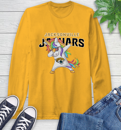 Jacksonville Jaguars NFL Football Funny Unicorn Dabbing Sports Long Sleeve T-Shirt 3