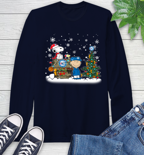 Philadelphia 76ers NBA Basketball Christmas The Peanuts Movie Snoopy Championship Long Sleeve T-Shirt 3