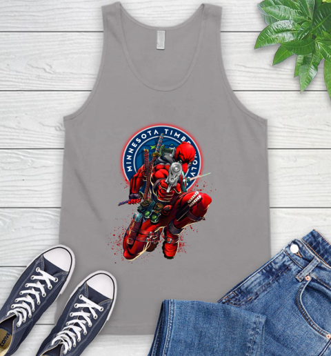 NBA Deadpool Marvel Comics Sports Basketball Minnesota Timberwolves Tank Top 4